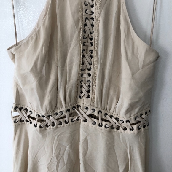 Haute hippie criss lace up detail ivory dress - Picture 3 of 7
